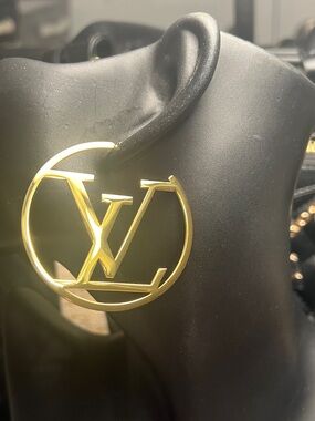 Gold Circle Logo Hoop Earrings